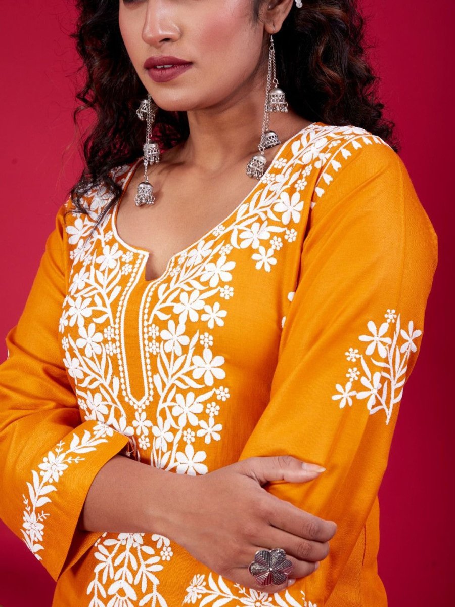 Lucknowi Chikankari Suit With Palazzos