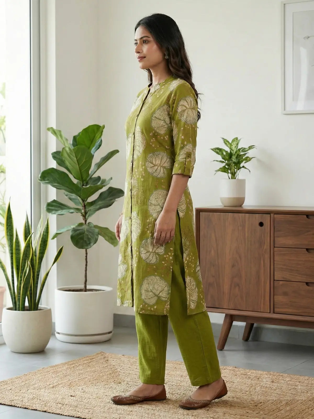 Green Floral Print Co-Ord Set