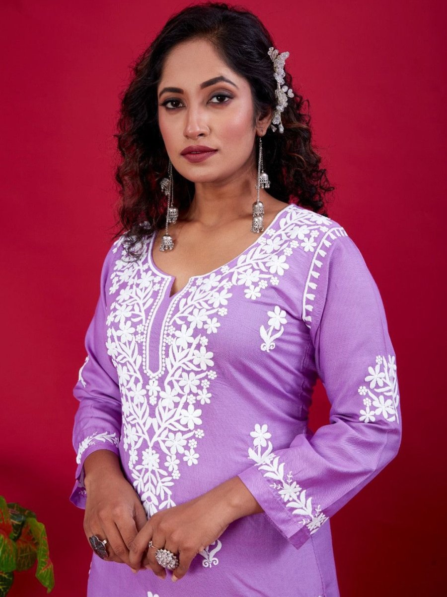 Lucknowi Chikankari Suit With Palazzos
