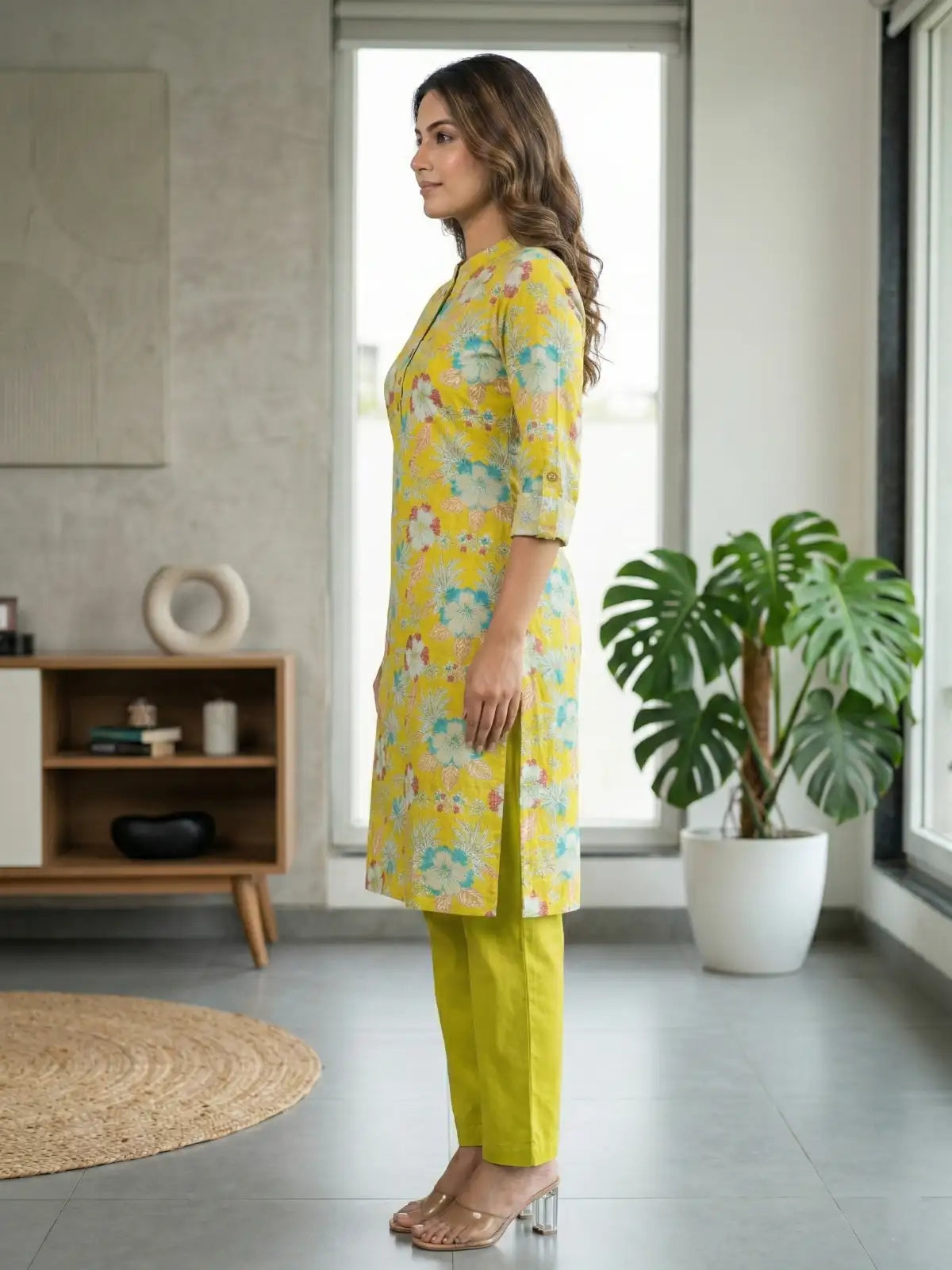 LIght Yellow Flower Print Co-Ord Set