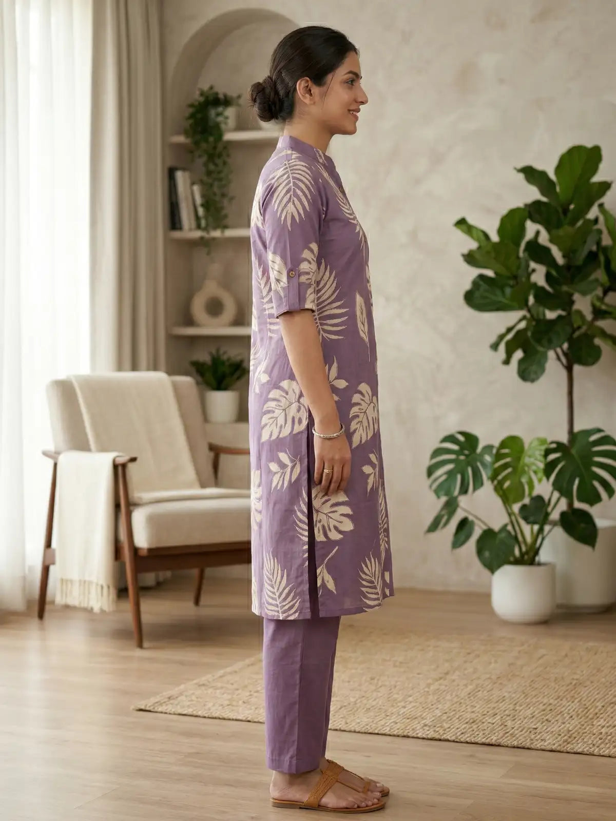 Lavender Palm Leaf Print Co-Ord Set