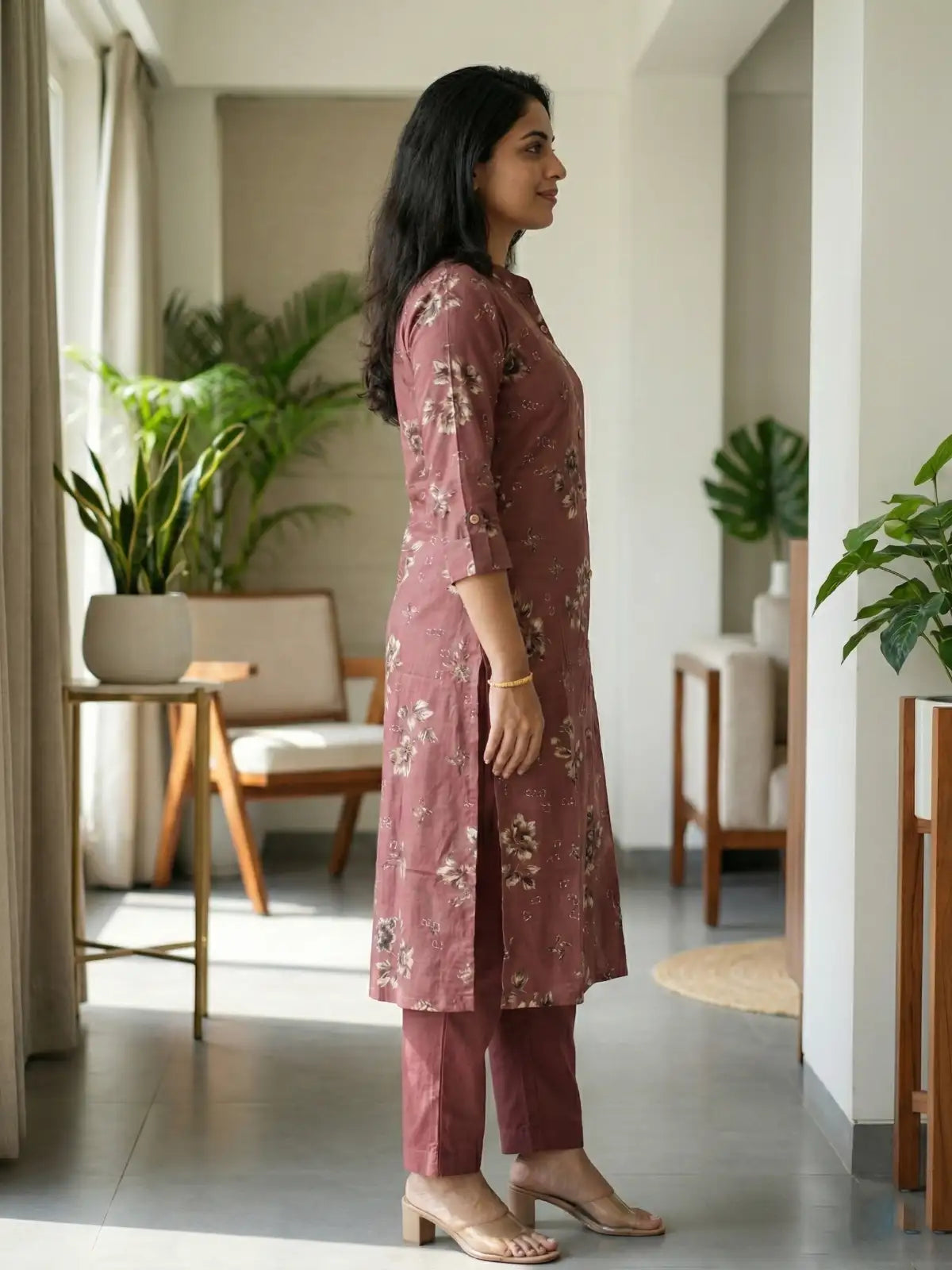 Plum Leaf Print Co-Ord Set