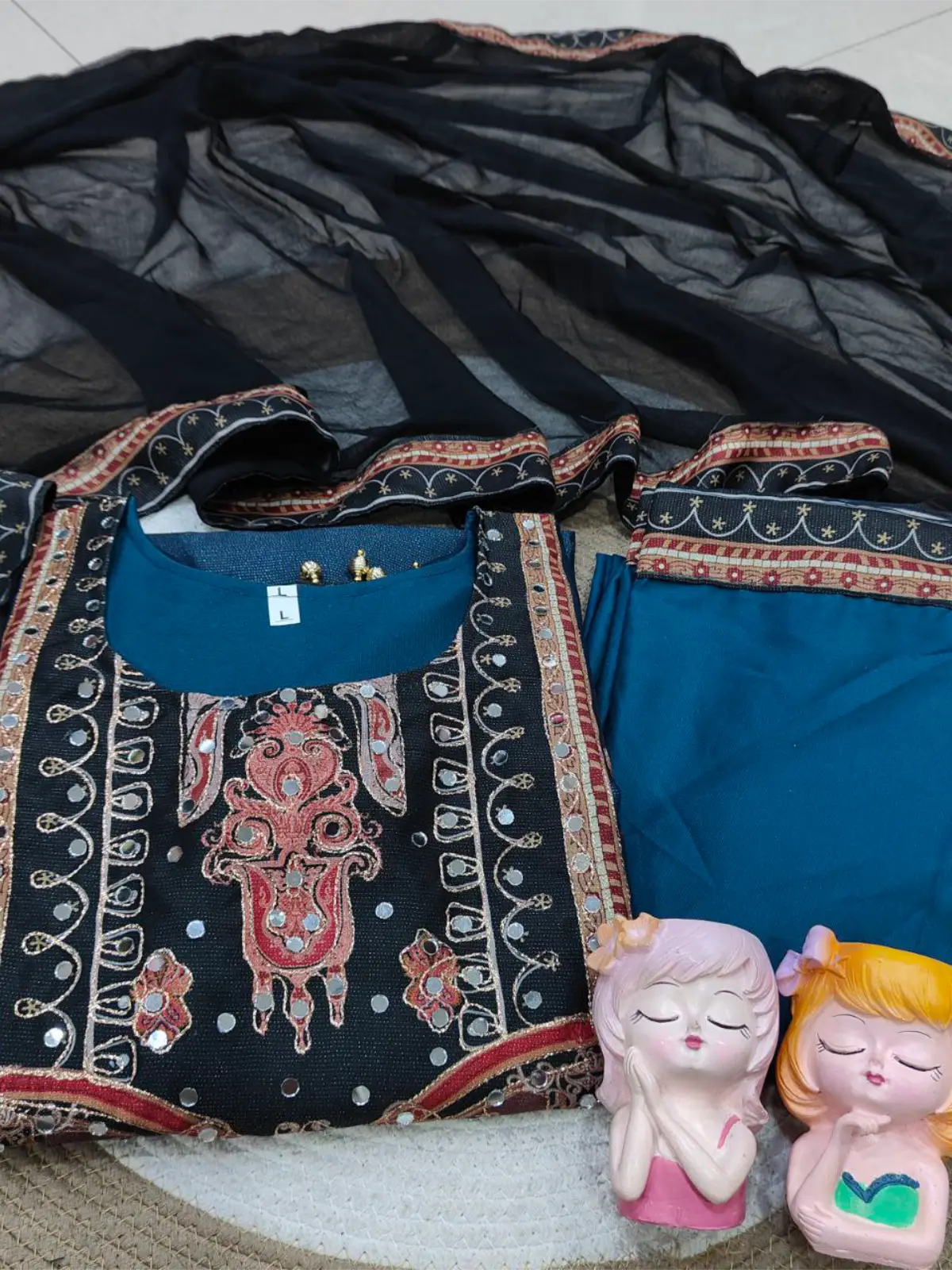 Plus Komal Navy Blue Kurti Suit Set