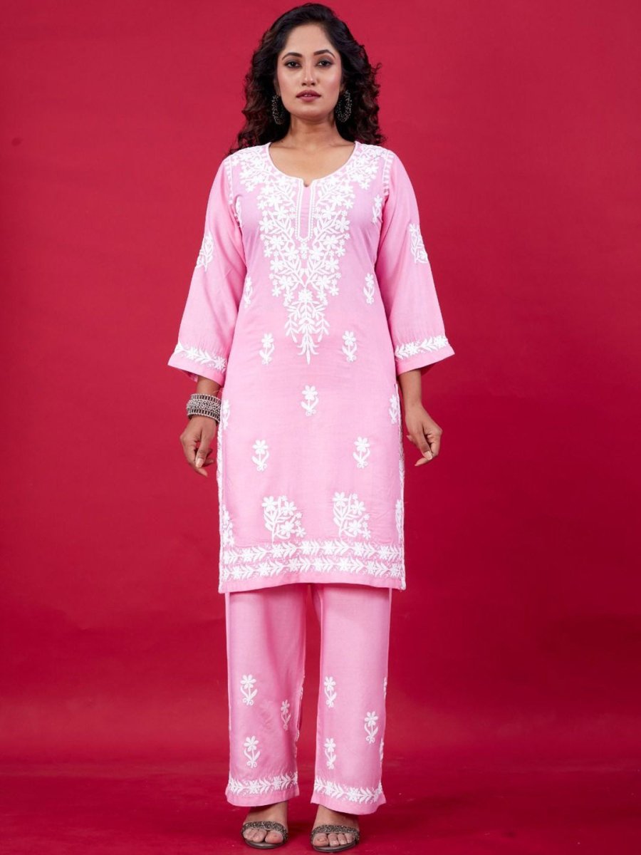 Lucknowi Chikankari Suit With Palazzos