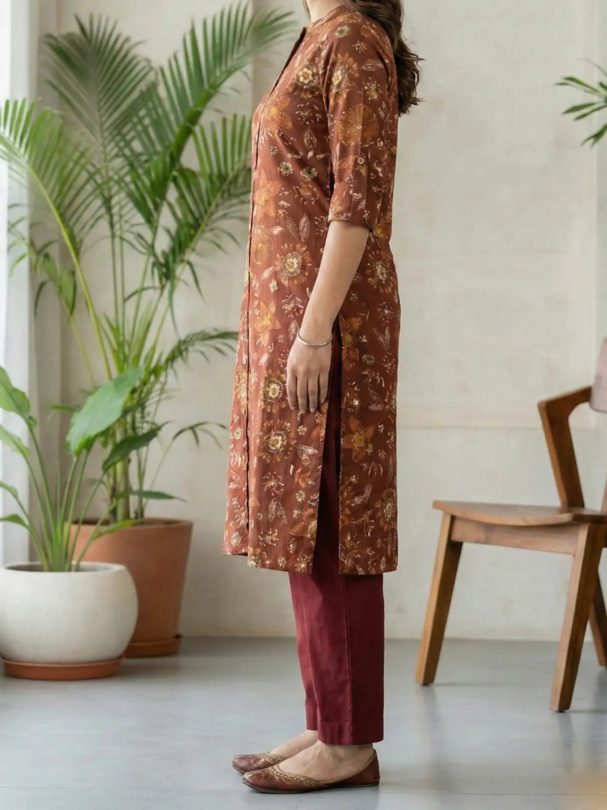 Rust Leaf Print Co-Ord Set