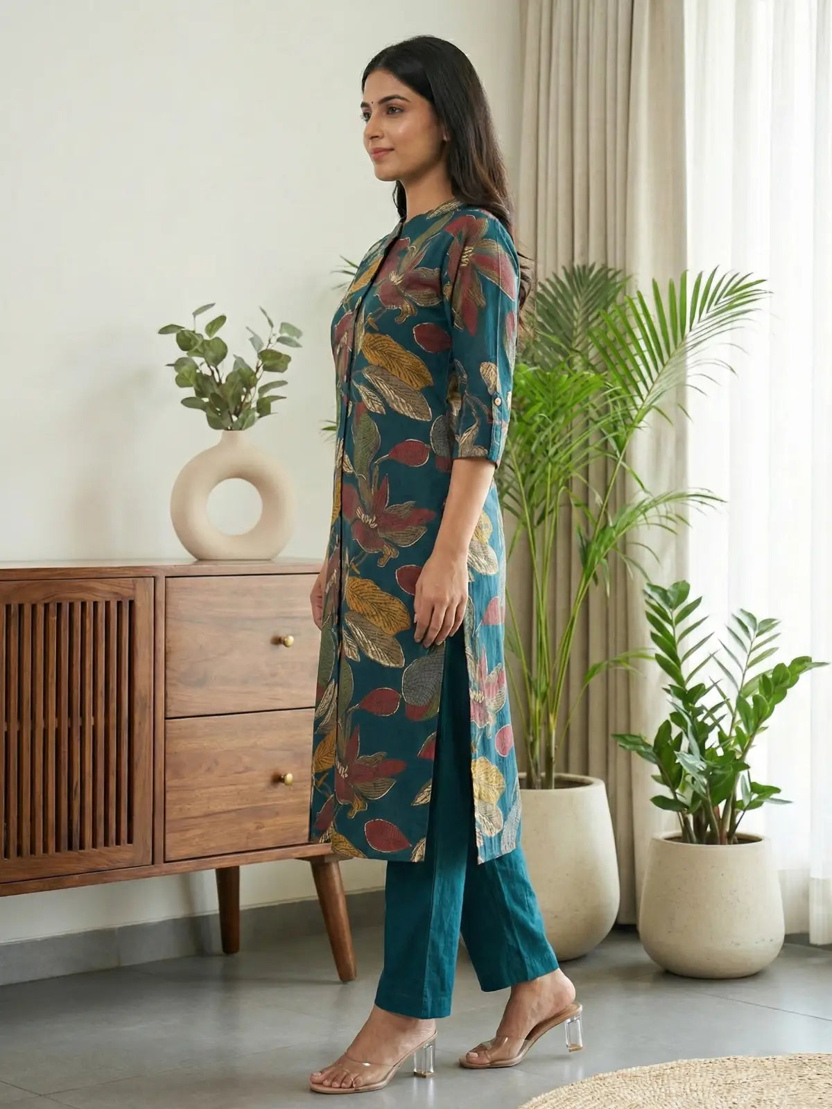 Teal Floral Print Co-Ord Set