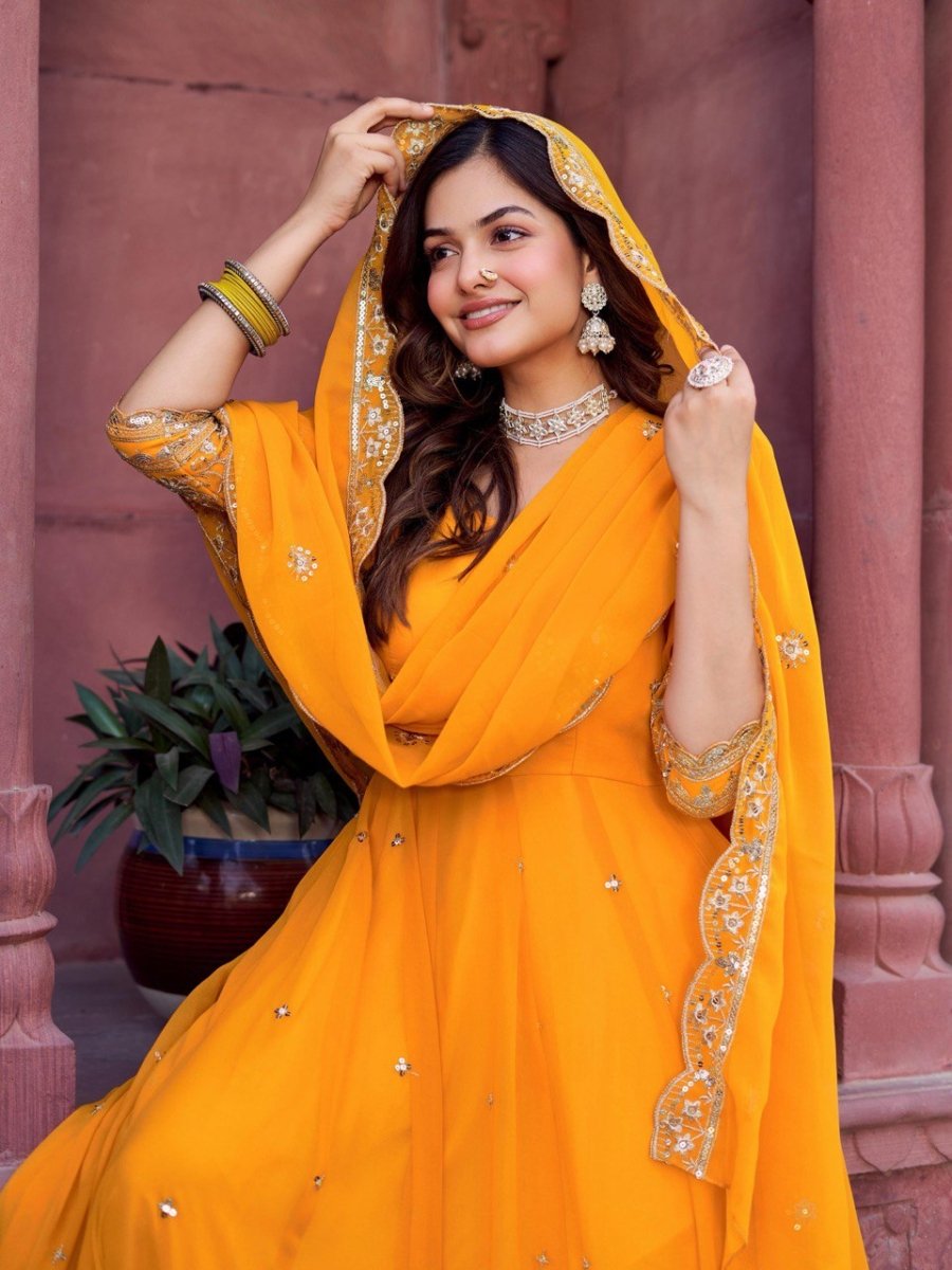 Faux Georgette Anarkali In 4 Colours