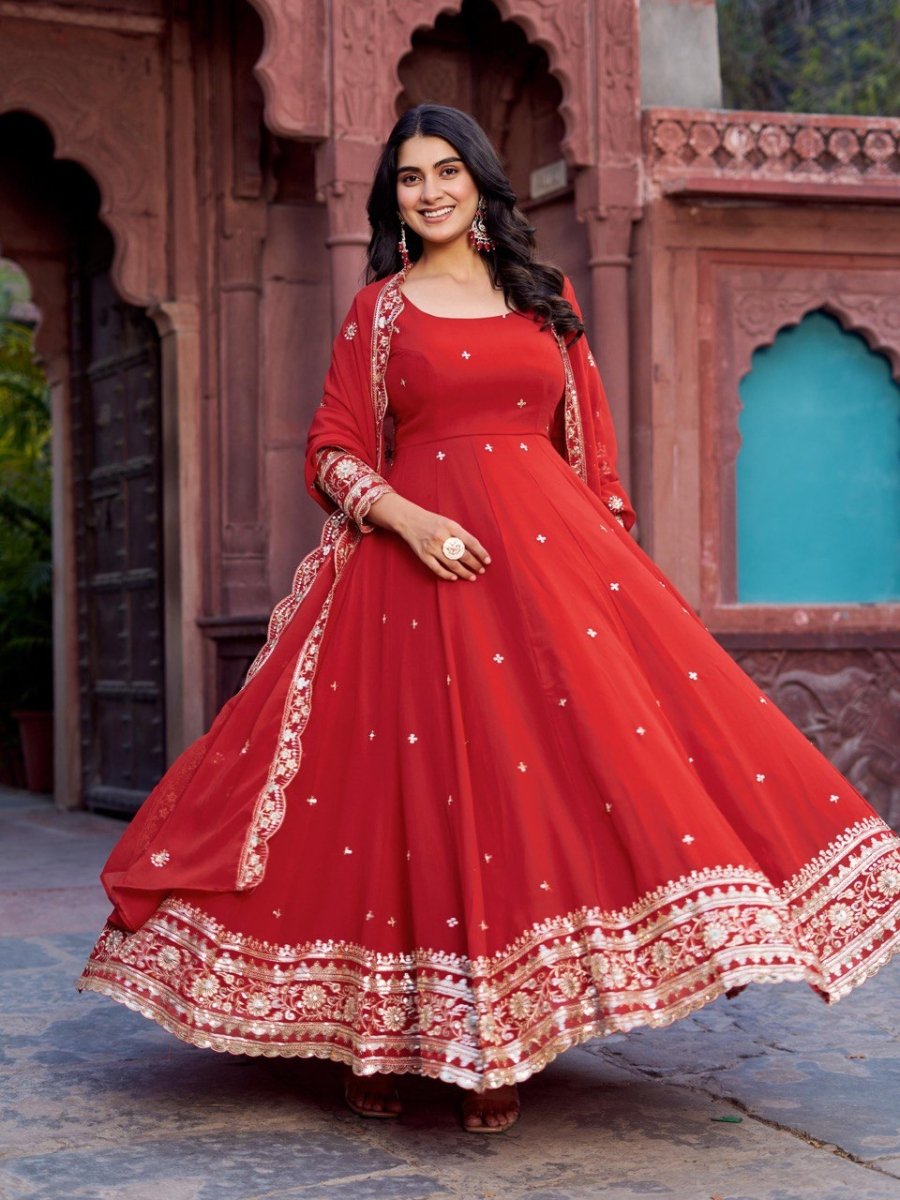 Faux Georgette Anarkali In 4 Colours