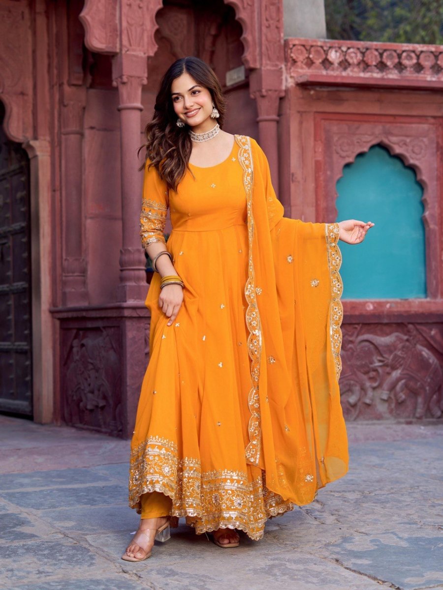Faux Georgette Anarkali In 4 Colours
