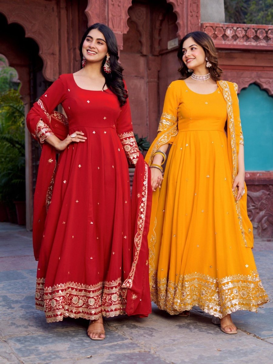 Faux Georgette Anarkali In 4 Colours