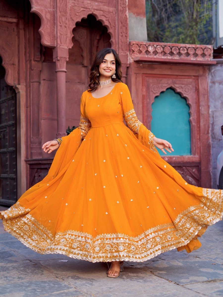 Faux Georgette Anarkali In 4 Colours