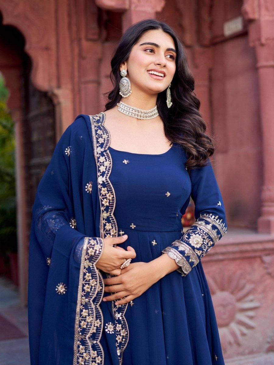 Faux Georgette Anarkali In 4 Colours