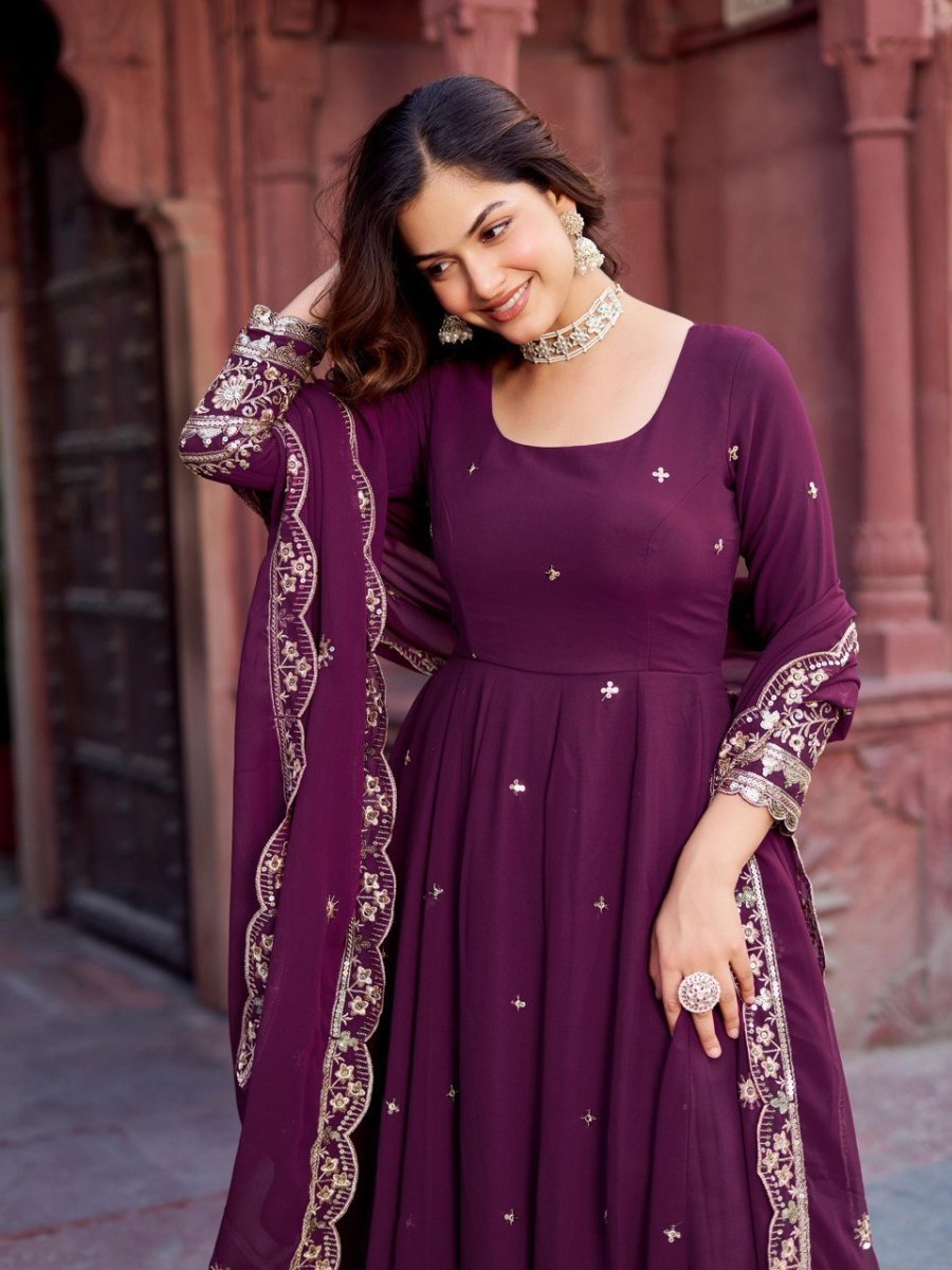 Faux Georgette Anarkali In 4 Colours