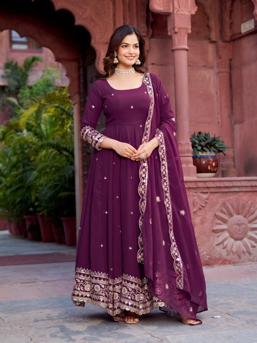 Faux Georgette Anarkali In 4 Colours