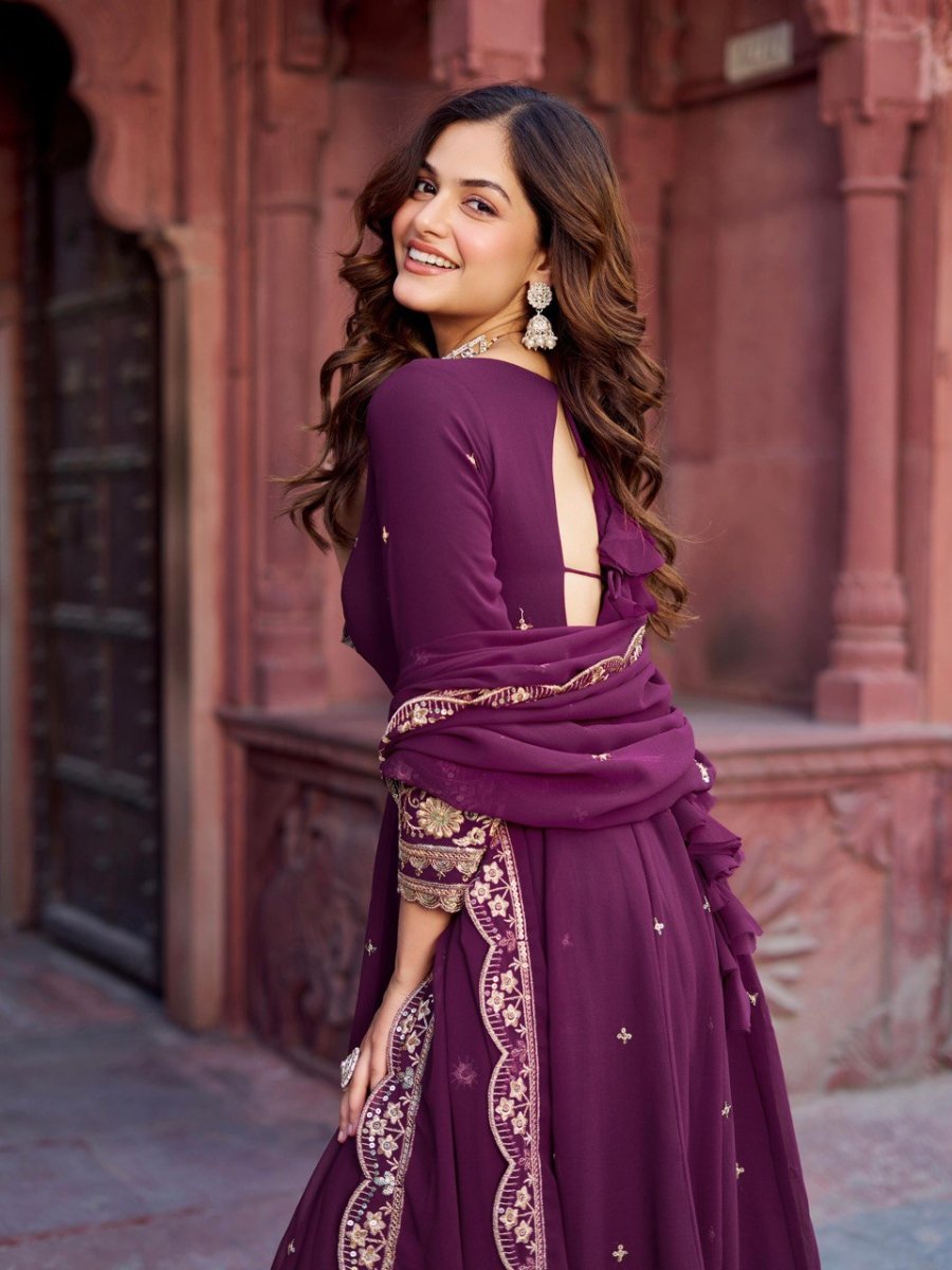 Faux Georgette Anarkali In 4 Colours