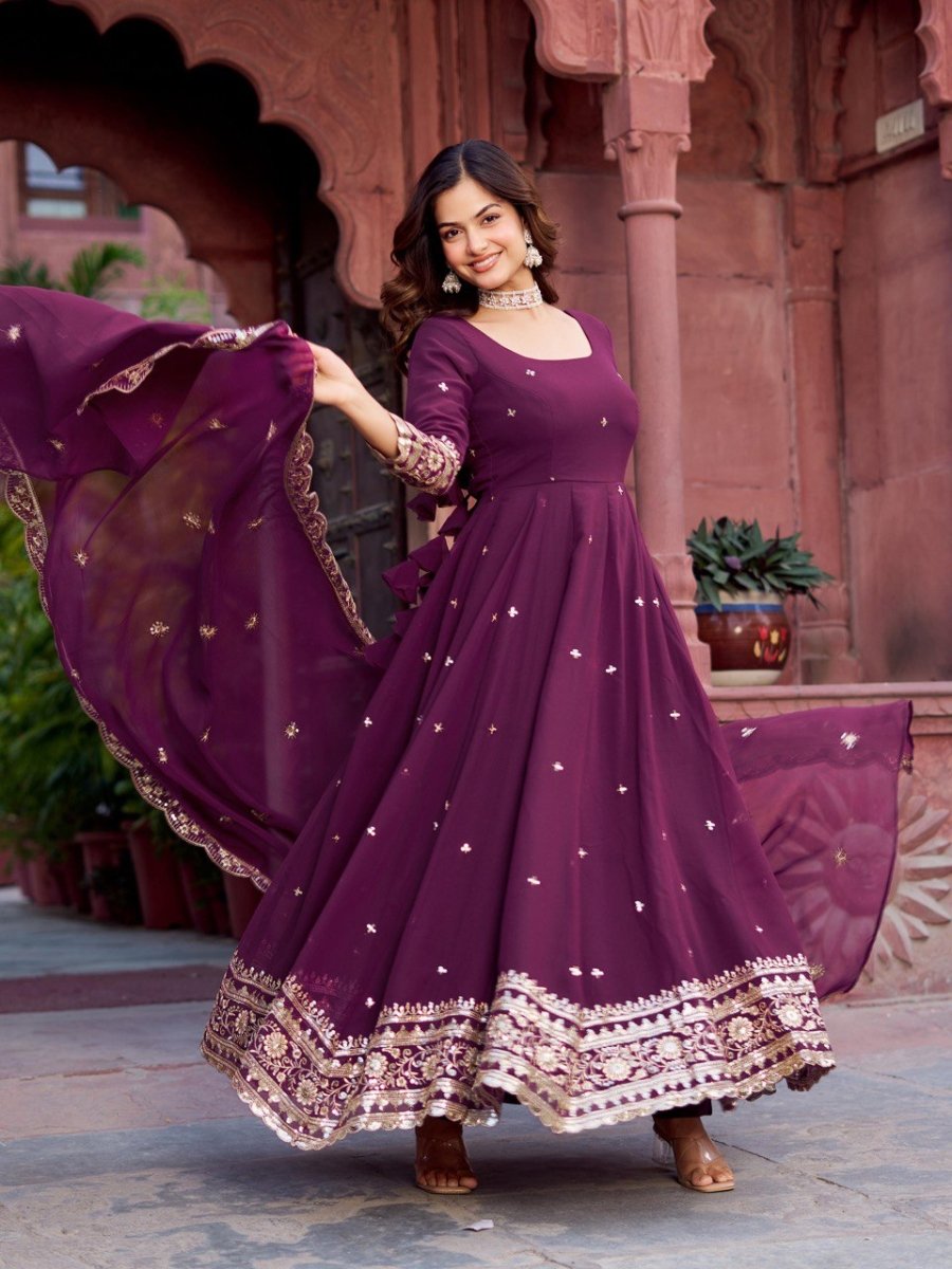 Faux Georgette Anarkali In 4 Colours