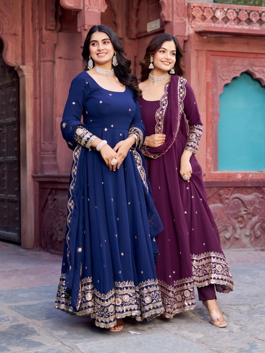 Faux Georgette Anarkali In 4 Colours