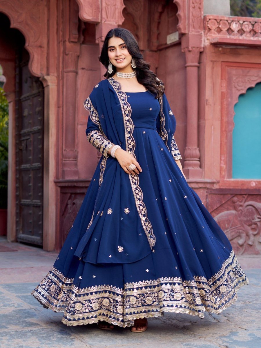 Faux Georgette Anarkali In 4 Colours