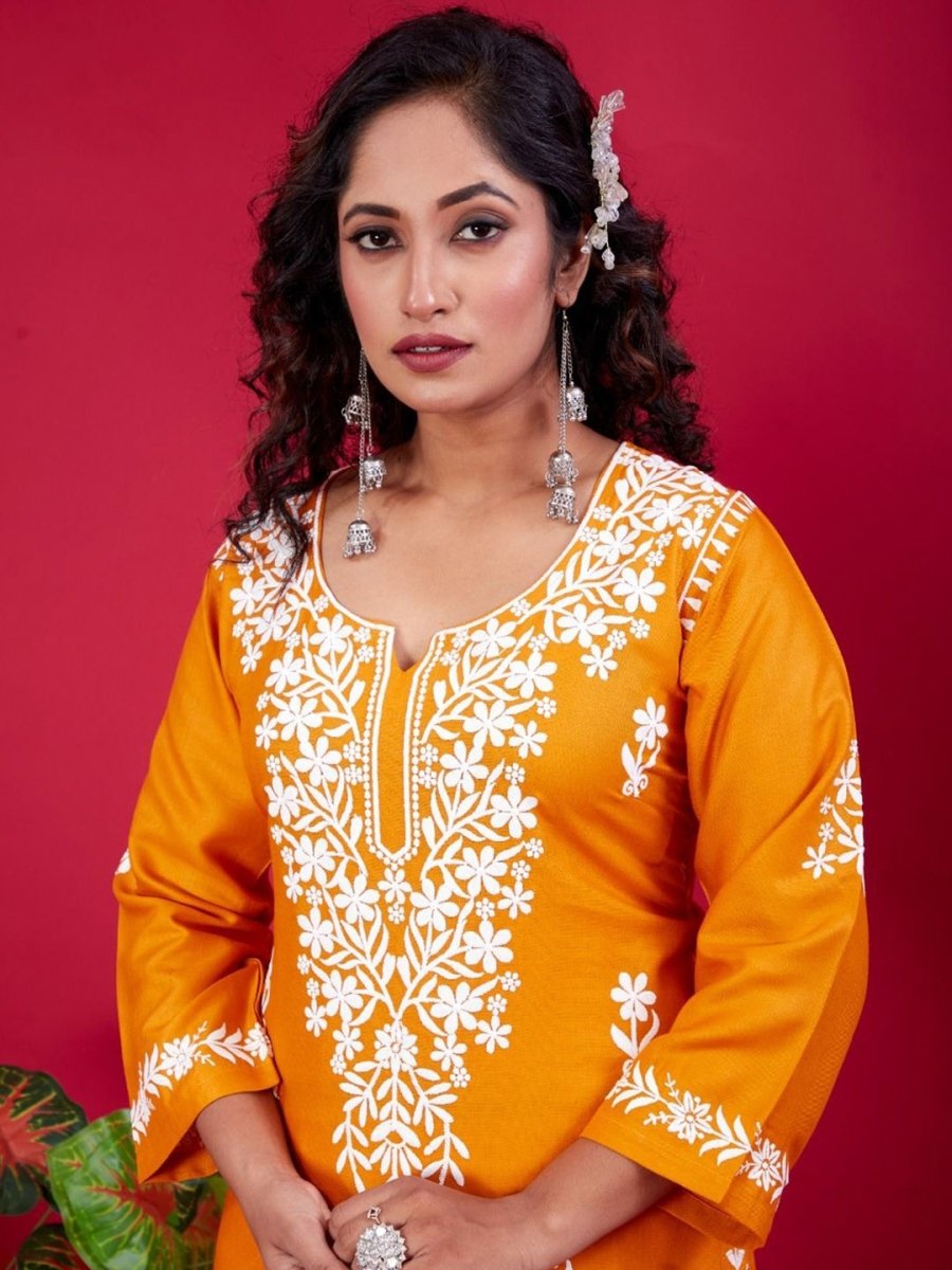 Lucknowi Chikankari Suit With Palazzos