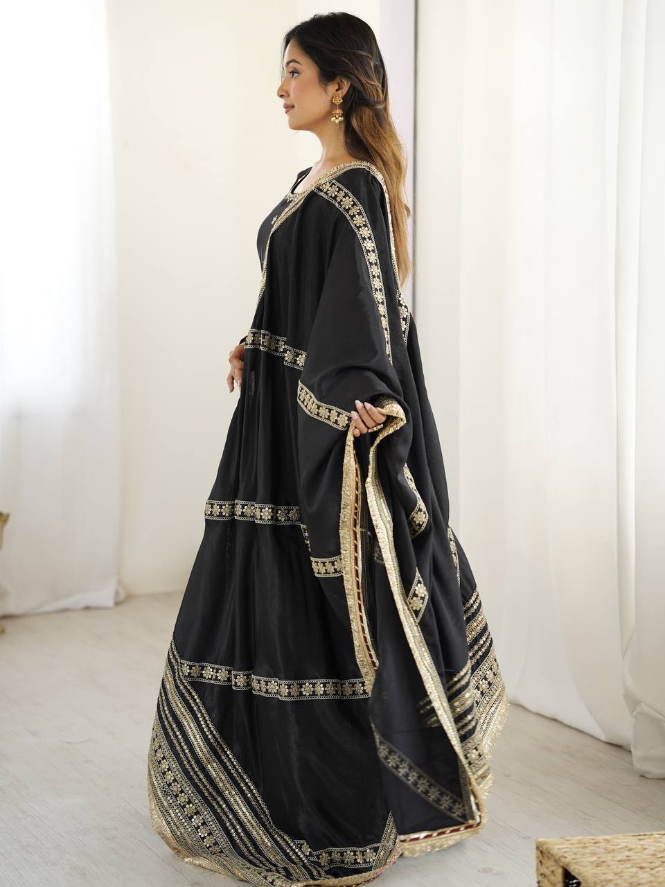 Black and White Heavy Anarkali