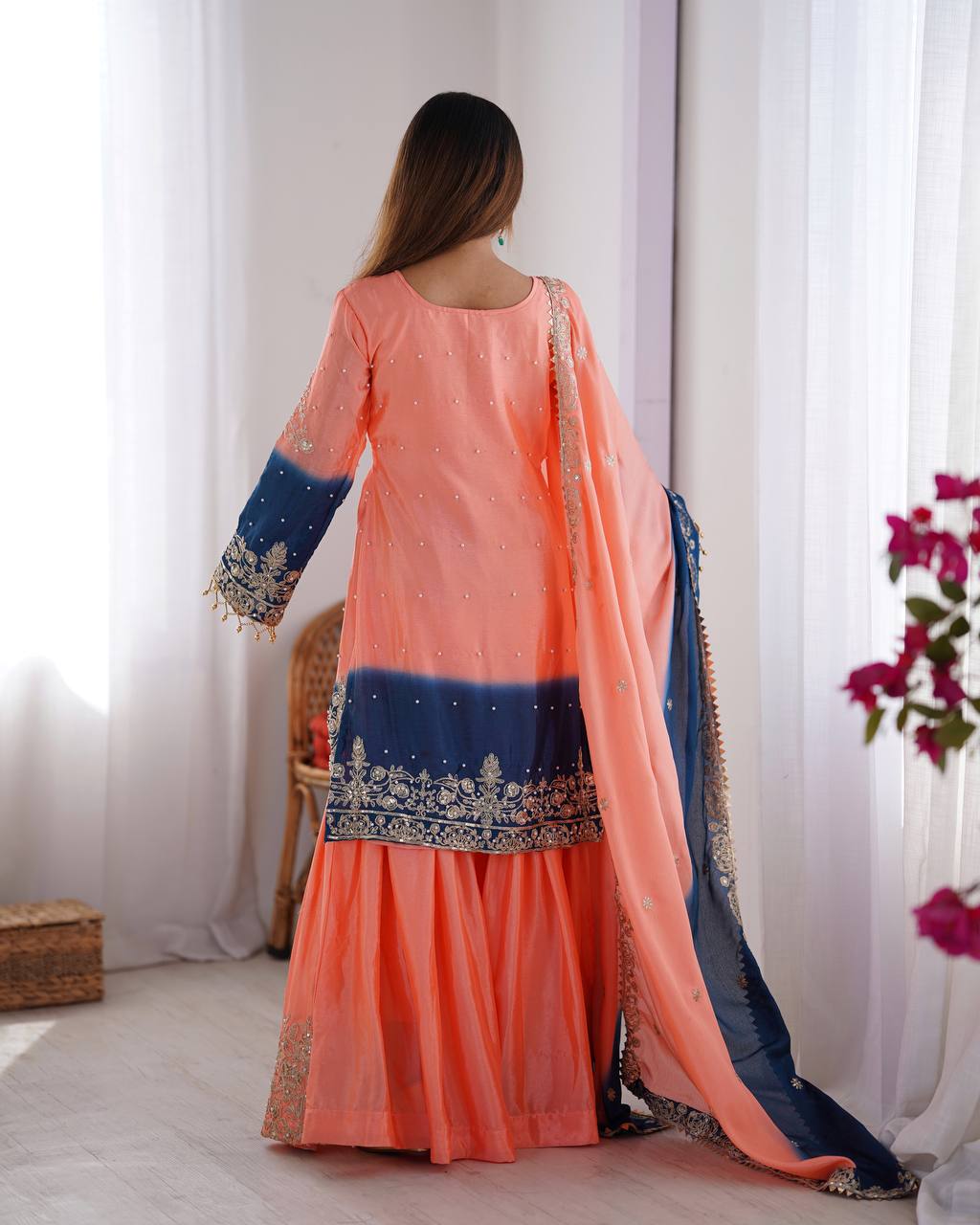 Pink Dual Shade Sharara Set
