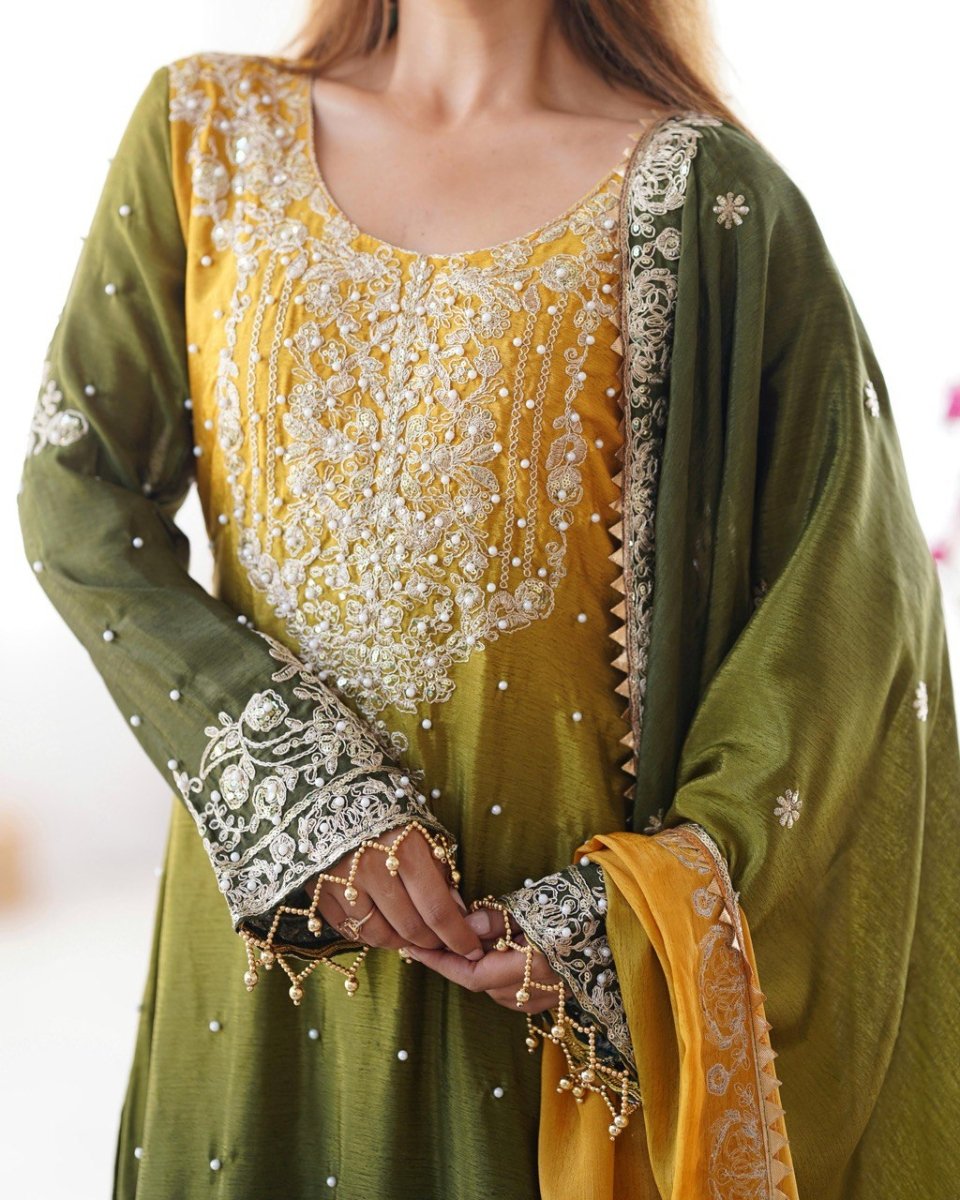 Green Dual Shade Sharara Set
