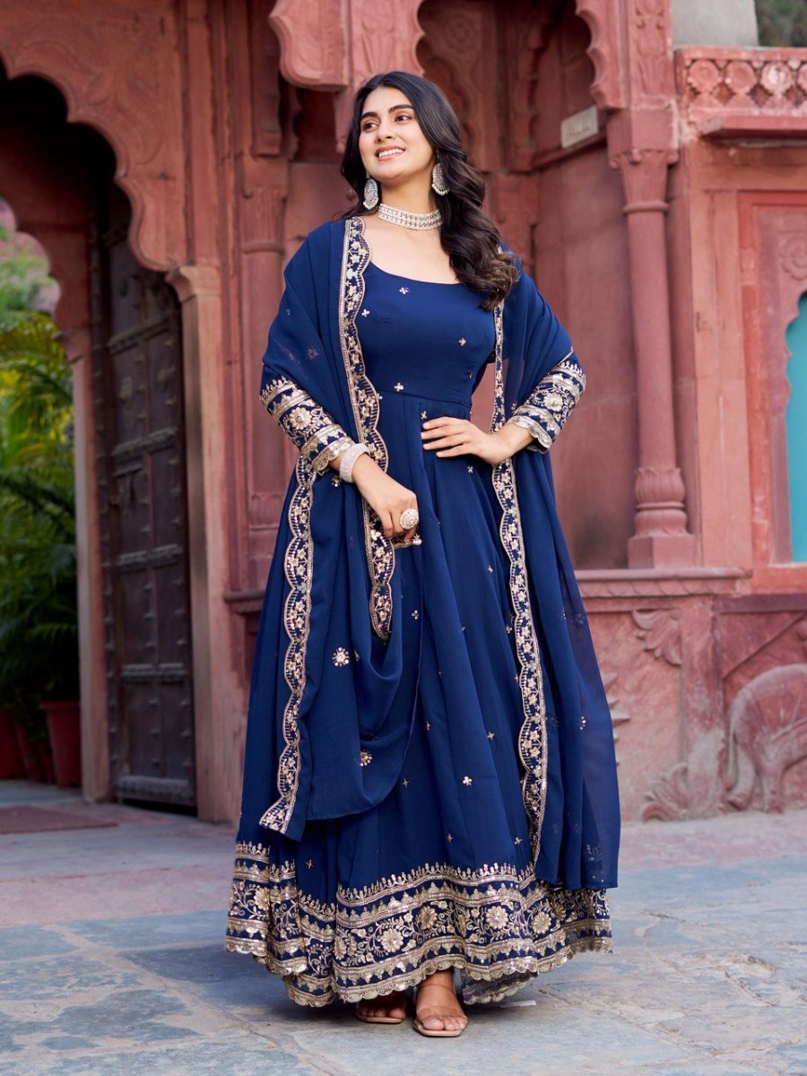 Faux Georgette Anarkali In 4 Colours
