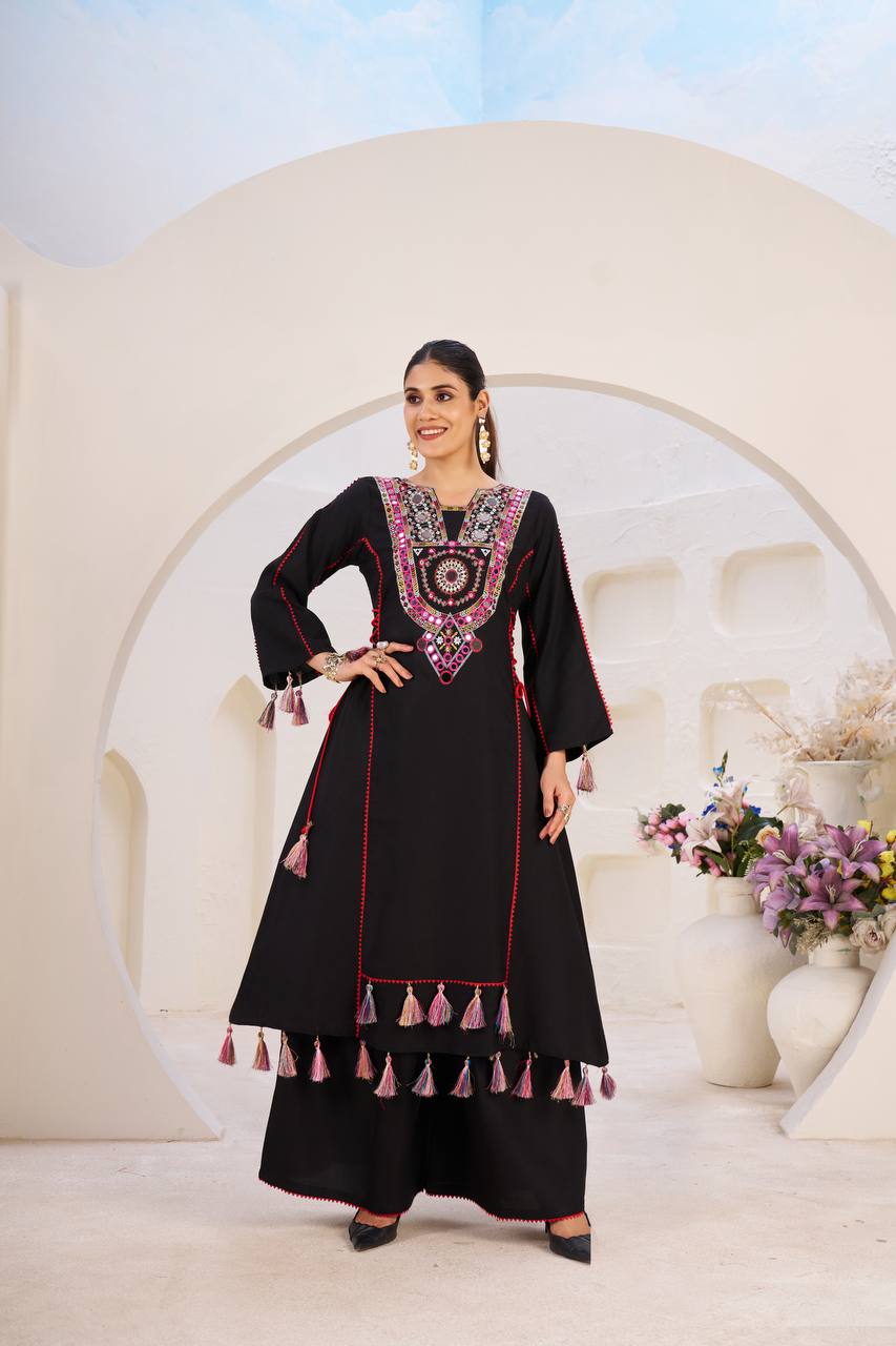 Black Thread & Real mirror Work Anarkali