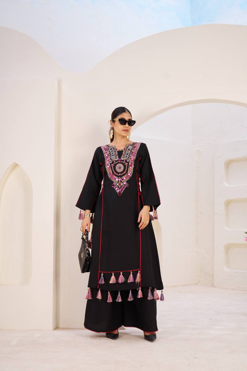 Black Thread & Real mirror Work Anarkali