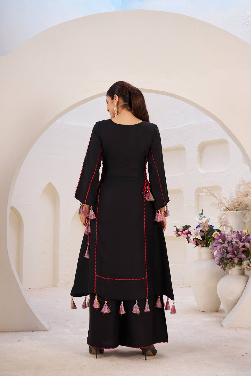 Black Thread & Real mirror Work Anarkali