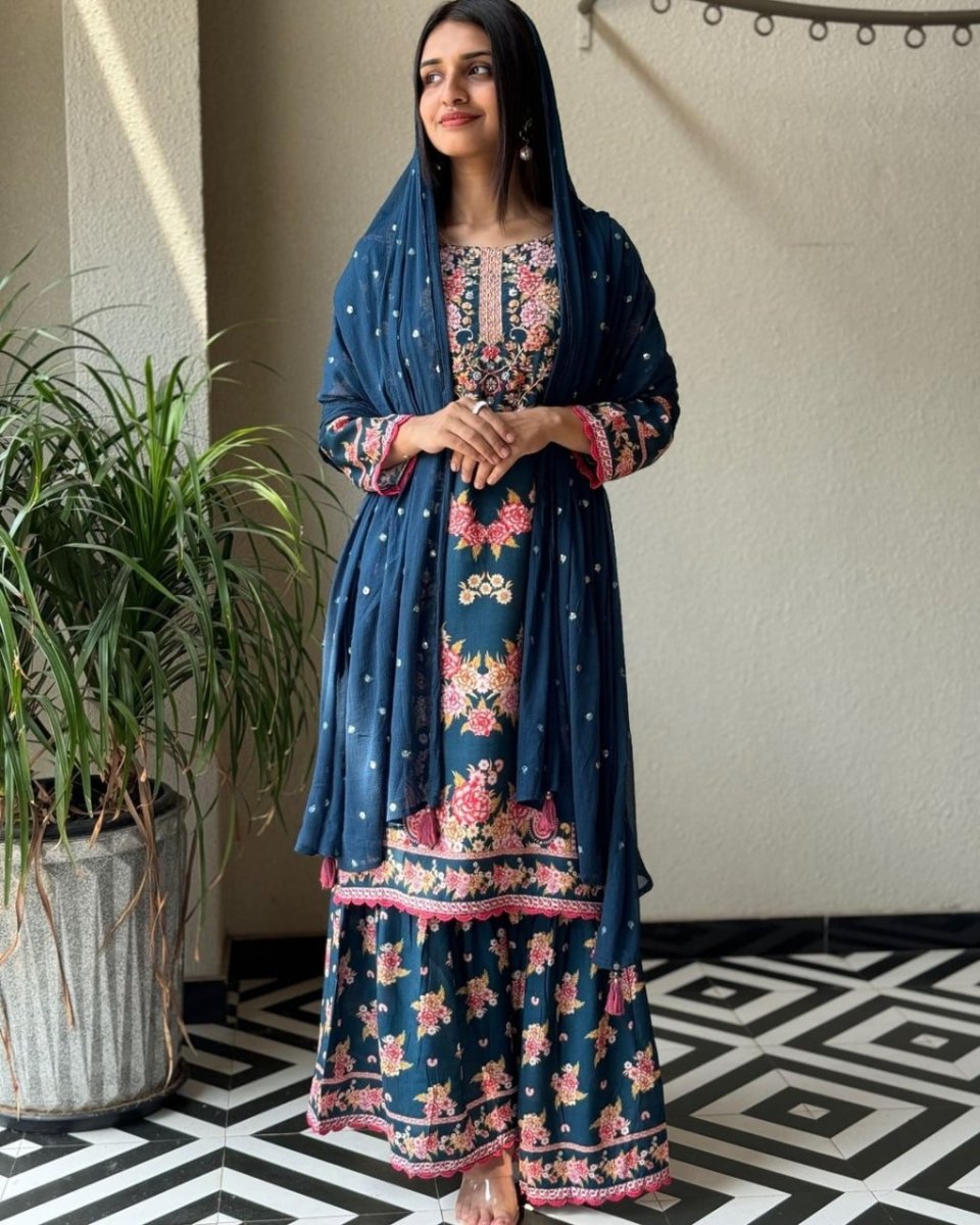 Digital Print Anarkali With Handwork