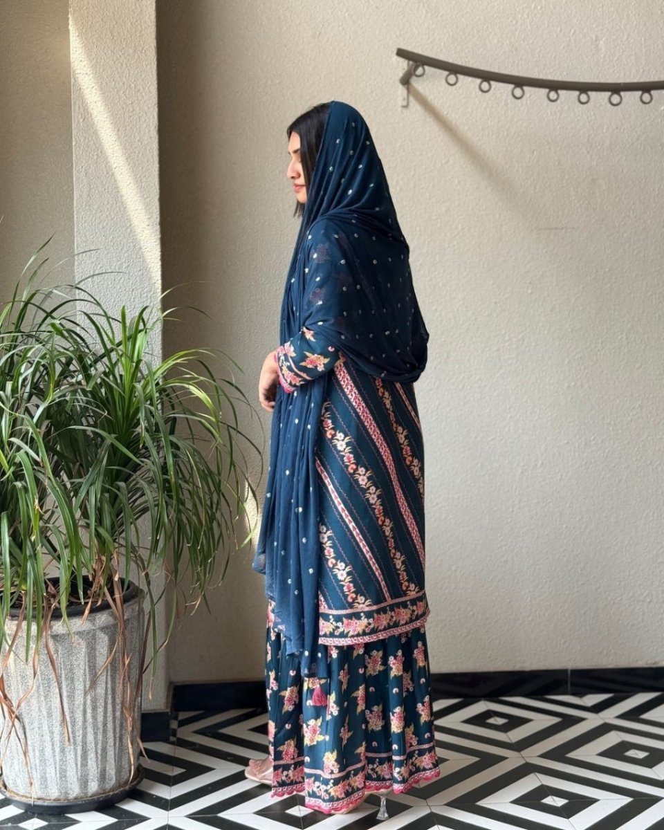 Digital Print Anarkali With Handwork