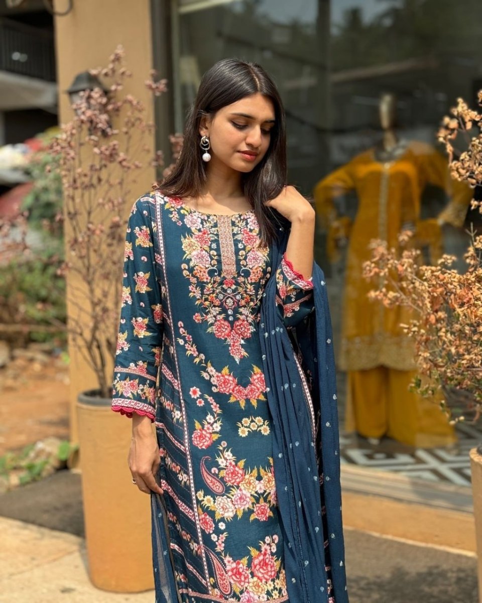 Digital Print Anarkali With Handwork