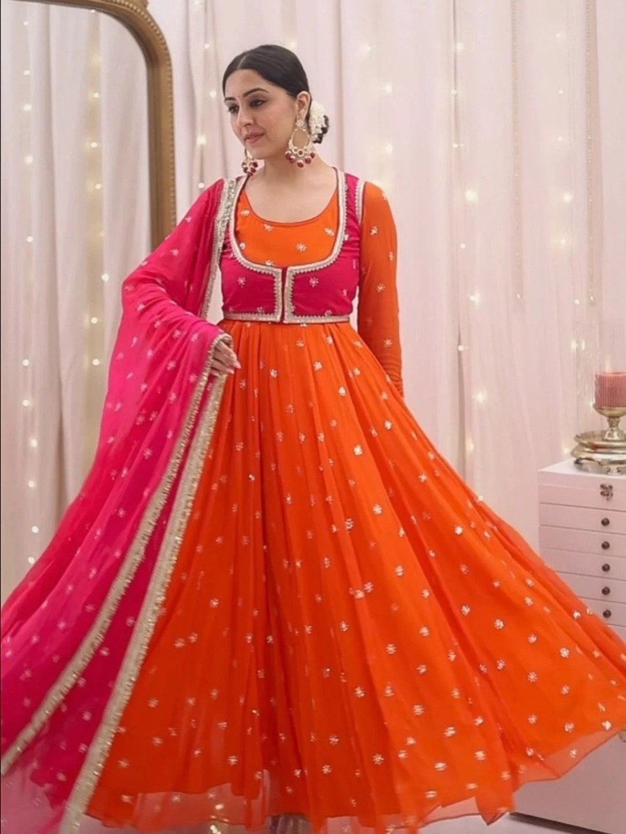 Faux Georgette Anarkali With koti