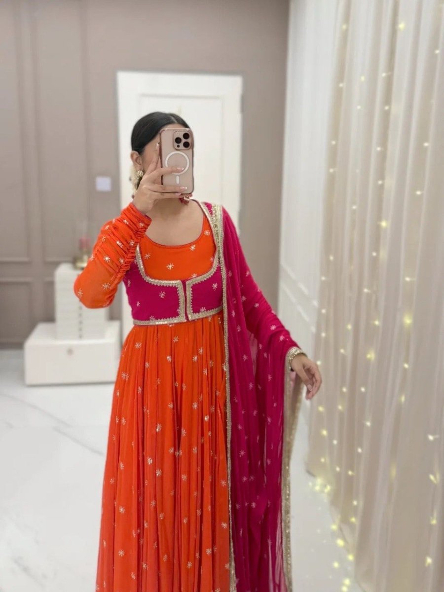 Faux Georgette Anarkali With koti