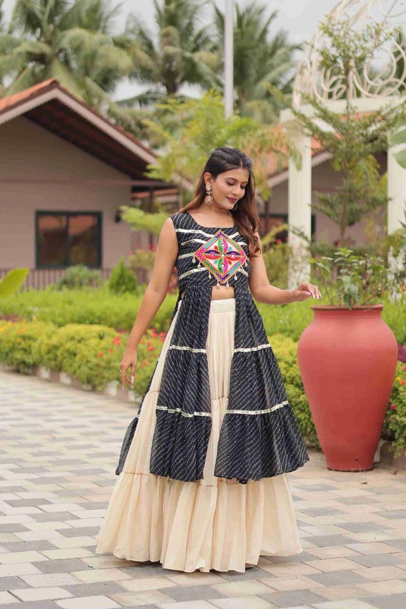 Black Heavy Gamthi Work & Ribin Lace With Kodi Lace Lehenga Choli