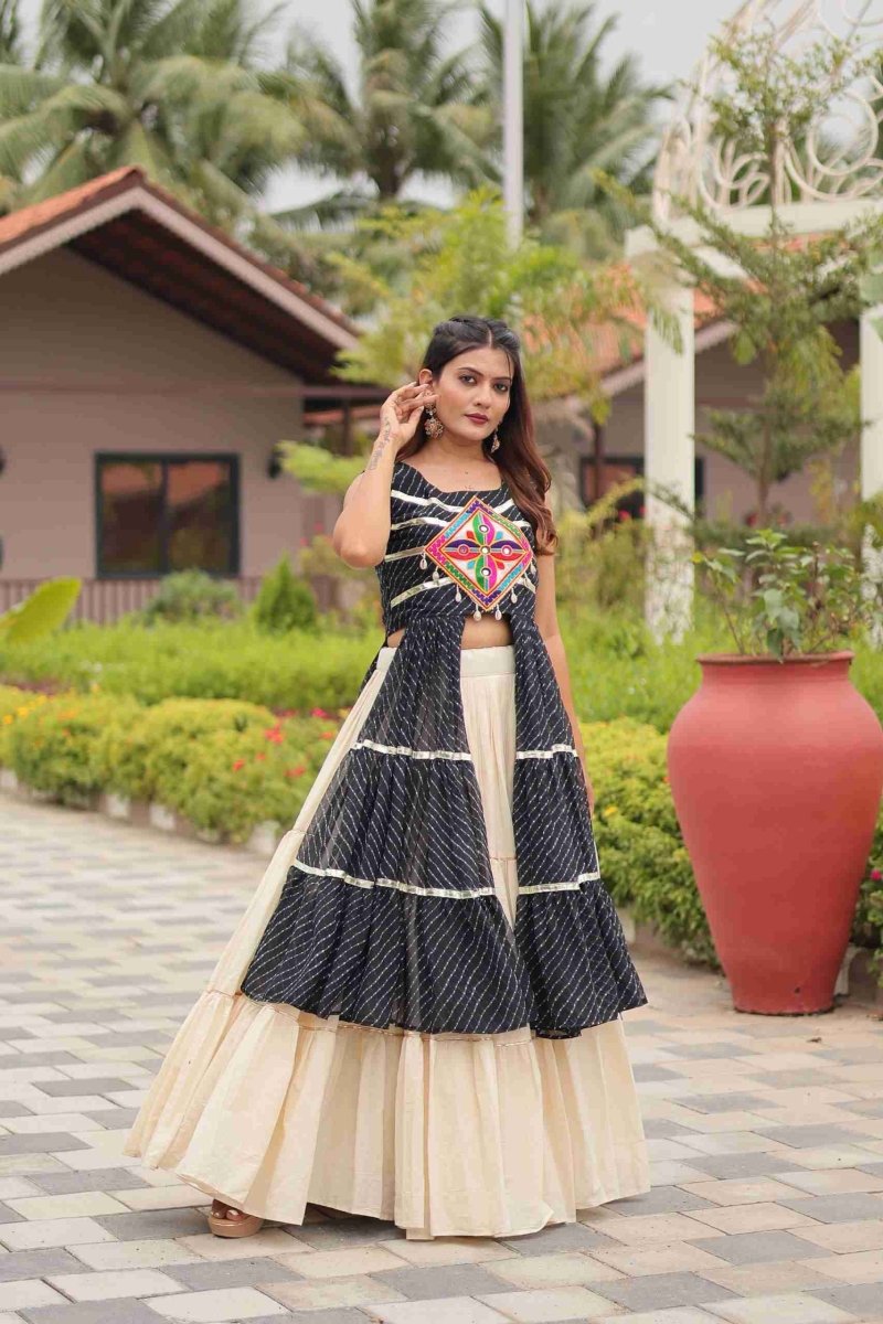 Black Heavy Gamthi Work & Ribin Lace With Kodi Lace Lehenga Choli