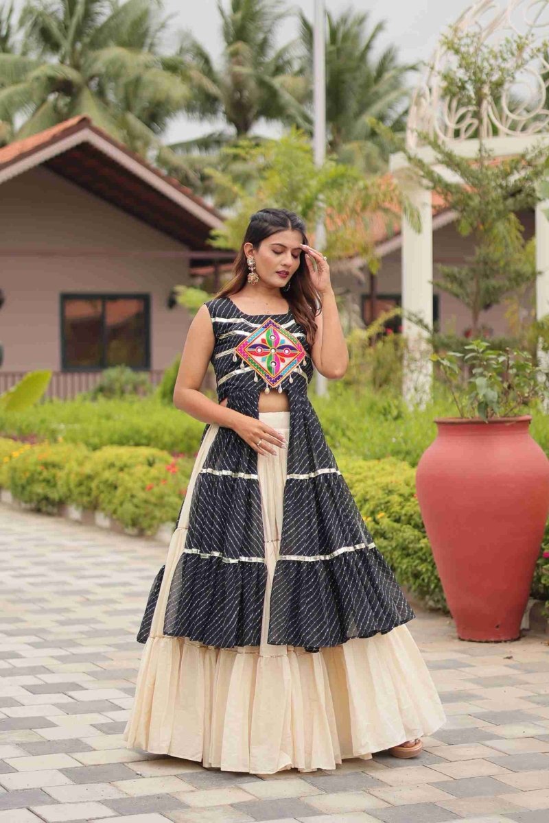 Black Heavy Gamthi Work & Ribin Lace With Kodi Lace Lehenga Choli