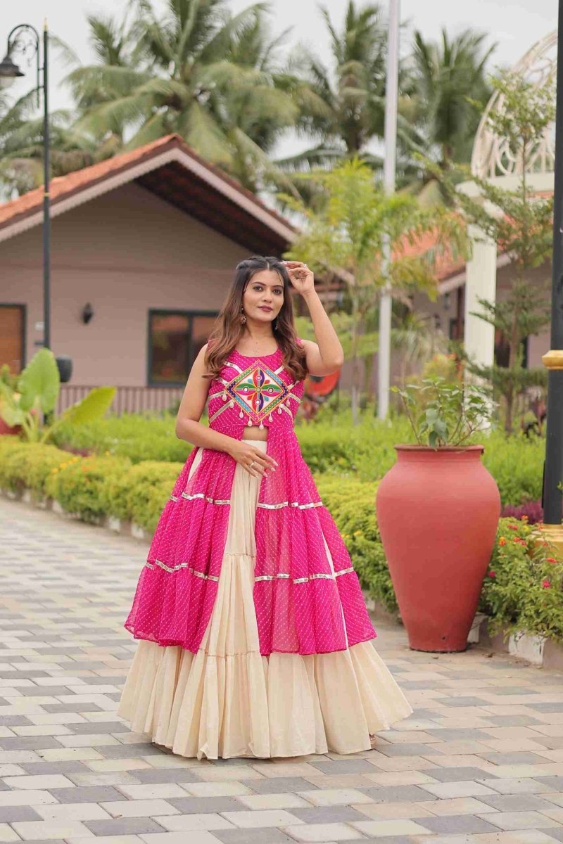 Pink Heavy Gamthi Work & Ribin Lace With Kodi Lace Lehenga Choli