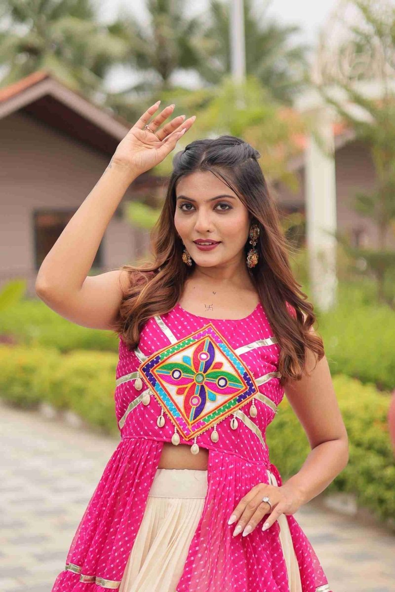 Pink Heavy Gamthi Work & Ribin Lace With Kodi Lace Lehenga Choli