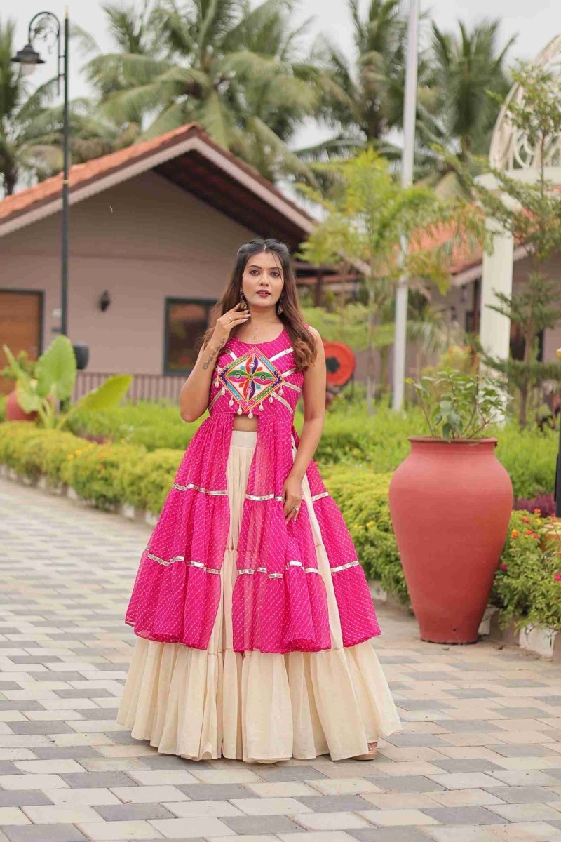 Pink Heavy Gamthi Work & Ribin Lace With Kodi Lace Lehenga Choli