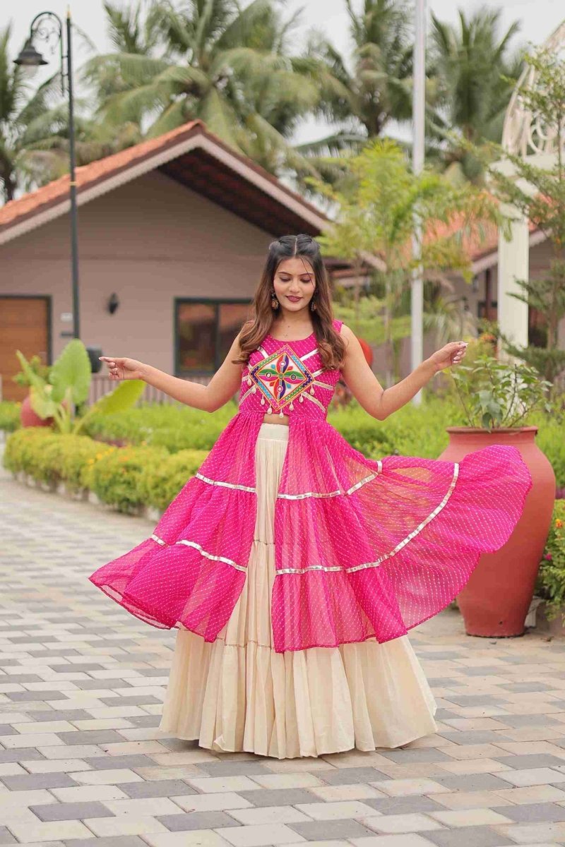 Pink Heavy Gamthi Work & Ribin Lace With Kodi Lace Lehenga Choli