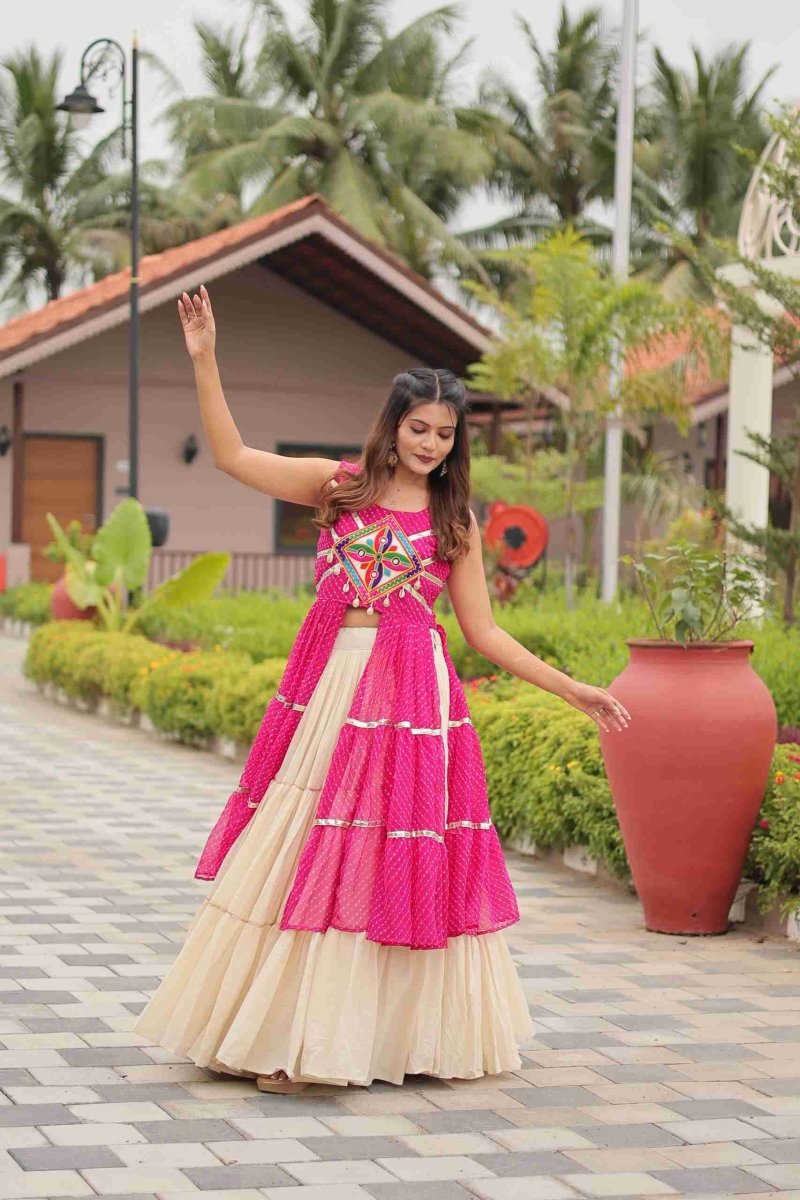 Pink Heavy Gamthi Work & Ribin Lace With Kodi Lace Lehenga Choli
