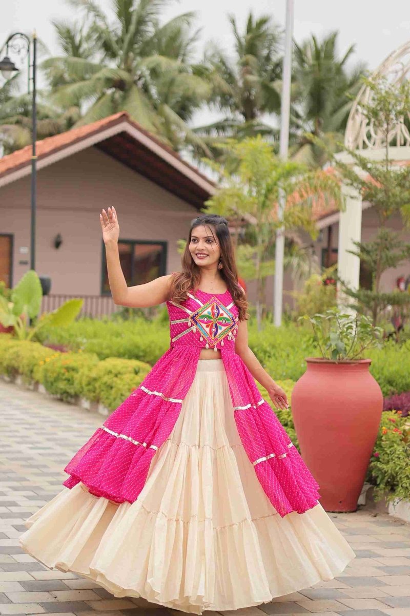 Pink Heavy Gamthi Work & Ribin Lace With Kodi Lace Lehenga Choli