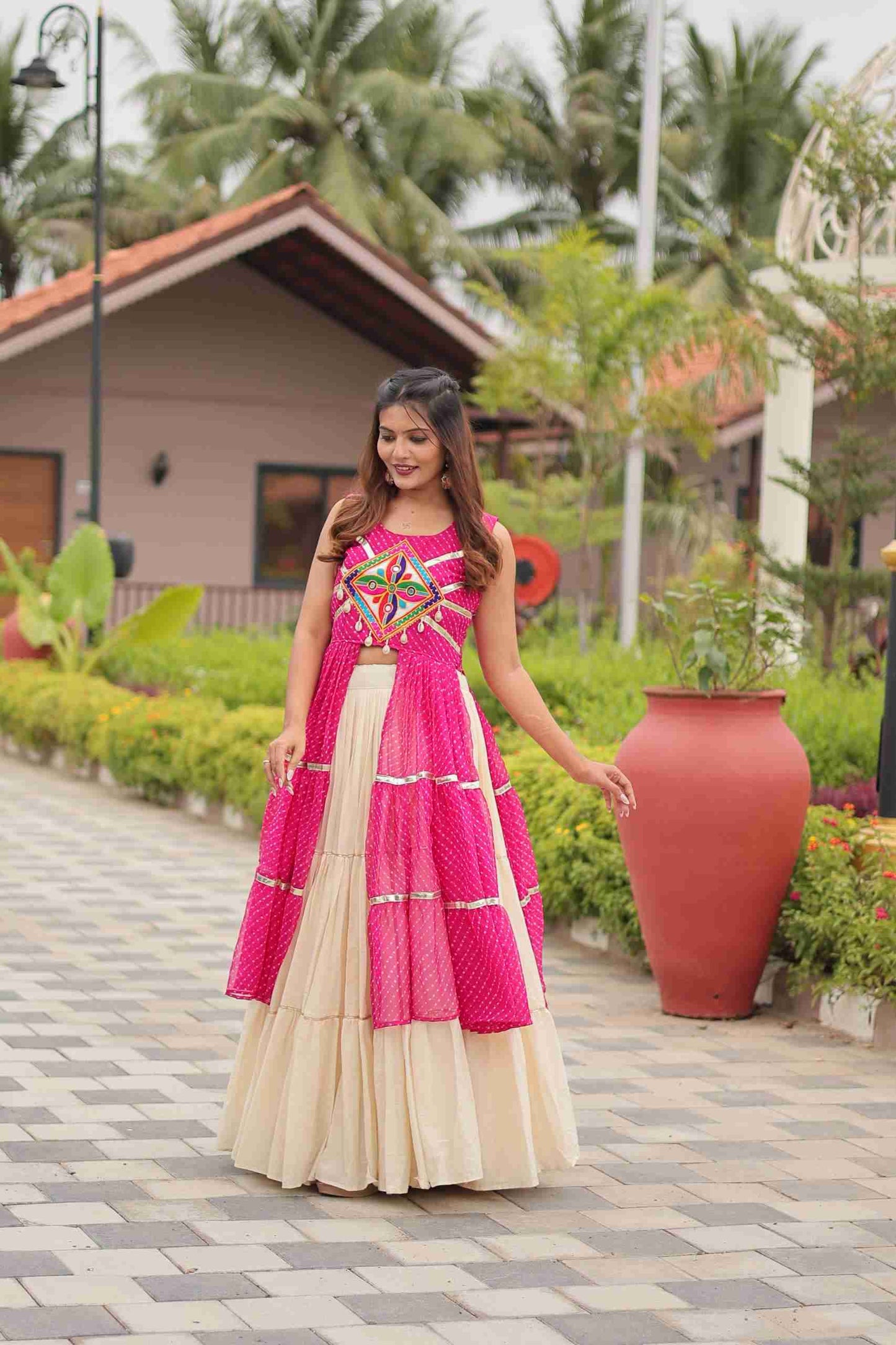 Pink Heavy Gamthi Work & Ribin Lace With Kodi Lace Lehenga Choli