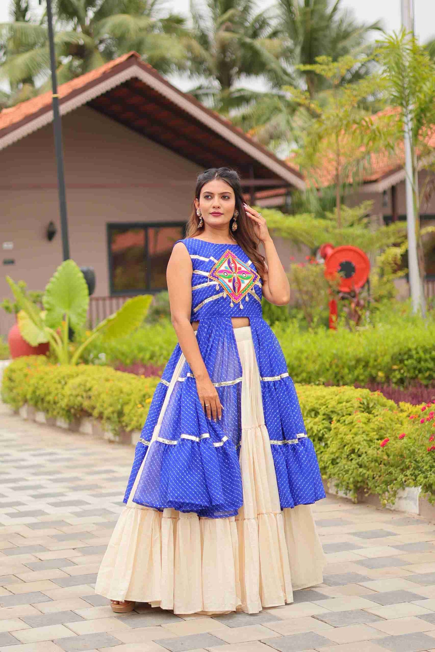 Royal Blue Heavy Gamthi Work & Ribin Lace With Kodi Lace Lehenga Choli
