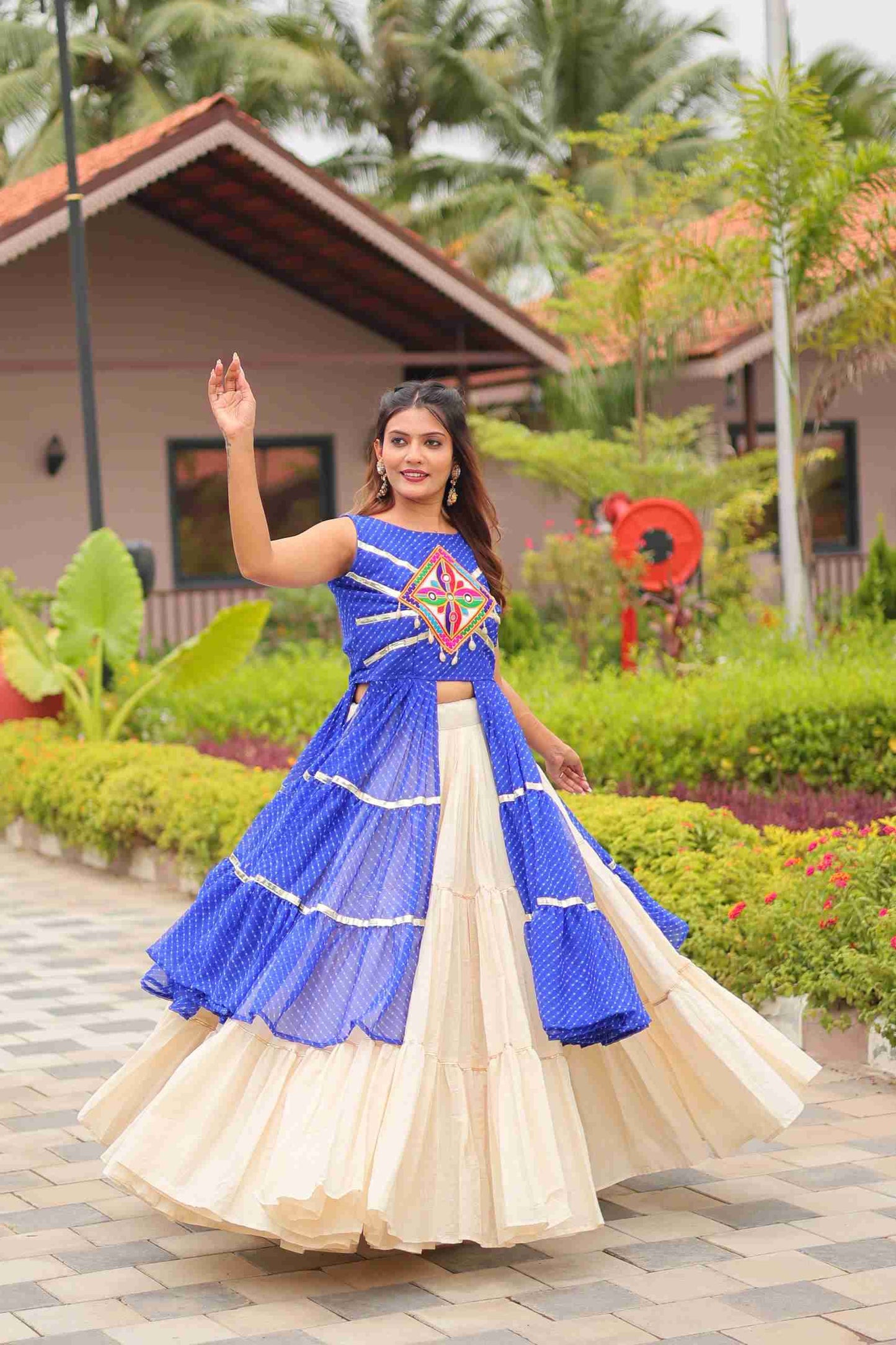 Royal Blue Heavy Gamthi Work & Ribin Lace With Kodi Lace Lehenga Choli
