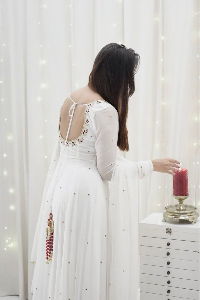 White Handwork Anarkali