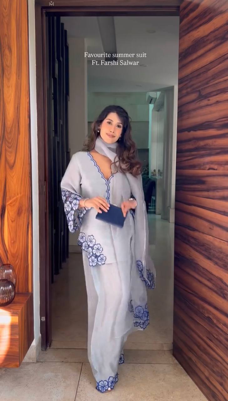 Fancy Belly Sleeves Farshi Palazzo With Dupatta set