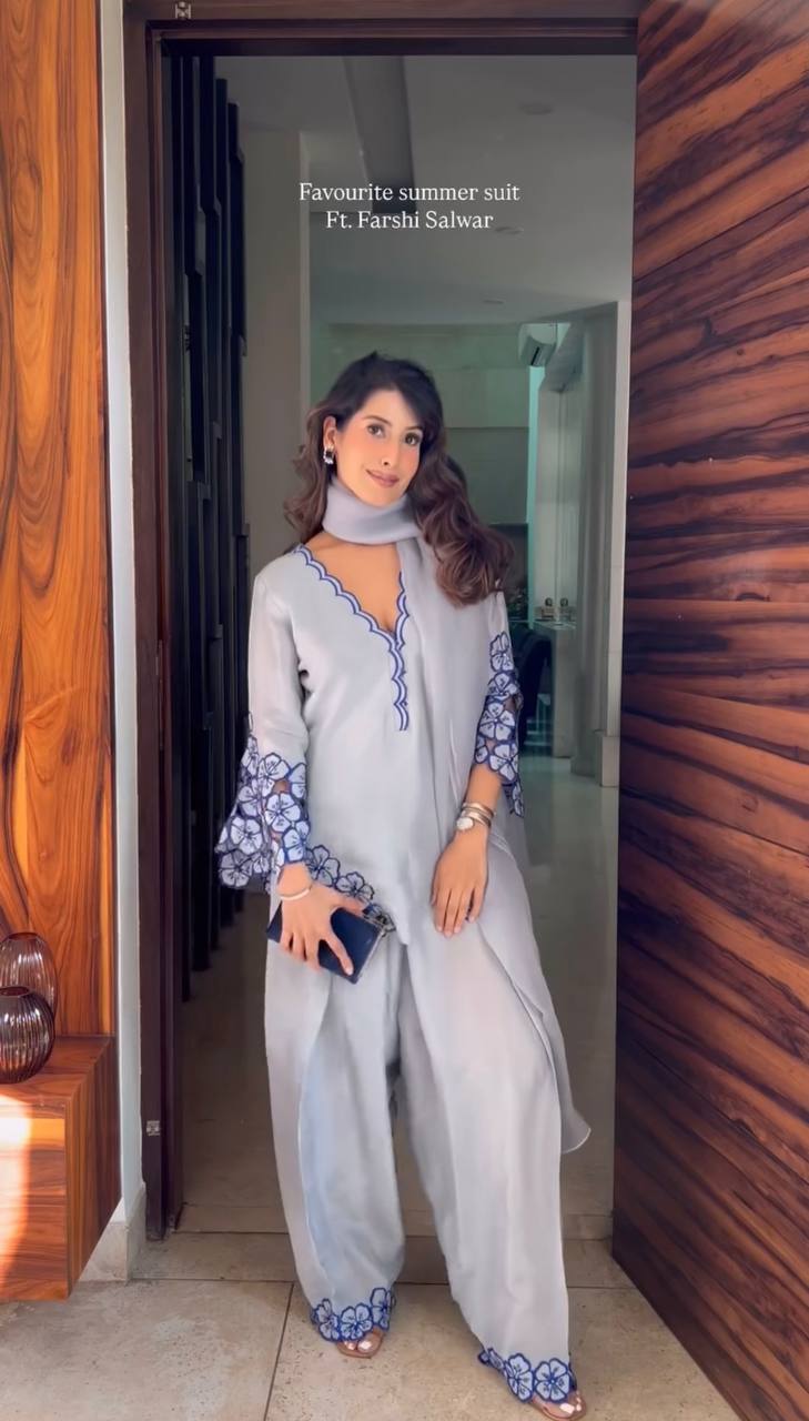 Fancy Belly Sleeves Farshi Palazzo With Dupatta set